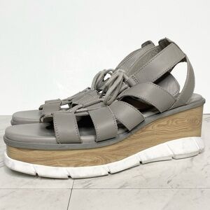 Sorel Joanie III Lace Wedge Gray Leather Sandal 11